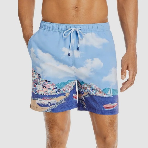 Peter Millar Men's Blue Road to Riviera Stretch‎ Swim Trunk Shorts Size L - Picture 1 of 10